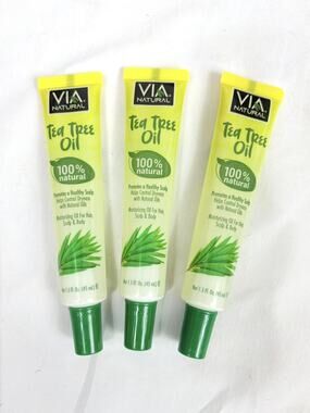 Via Natural TEA TREE OIL For Hair Scalp & Body Healthy Scalp/Dryness - Lot of 3